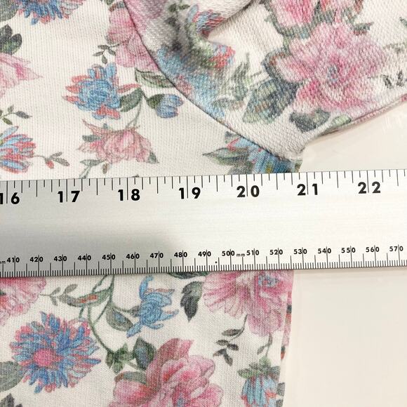 NWOT LOVESHACKFANCY Hoodie Sweatshirt S”Kirby”Floral Pink Oversize DistressedHem - Picture 14 of 16